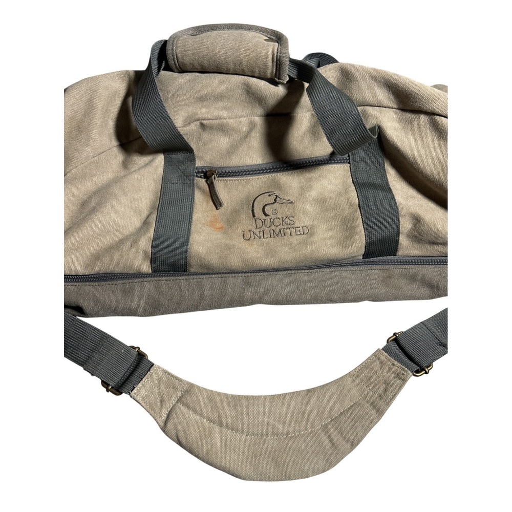 Ducks Unlimited Canvas Duffel Bag Tan Green Travel Weekend Gym Bag Gorpcore Hunt